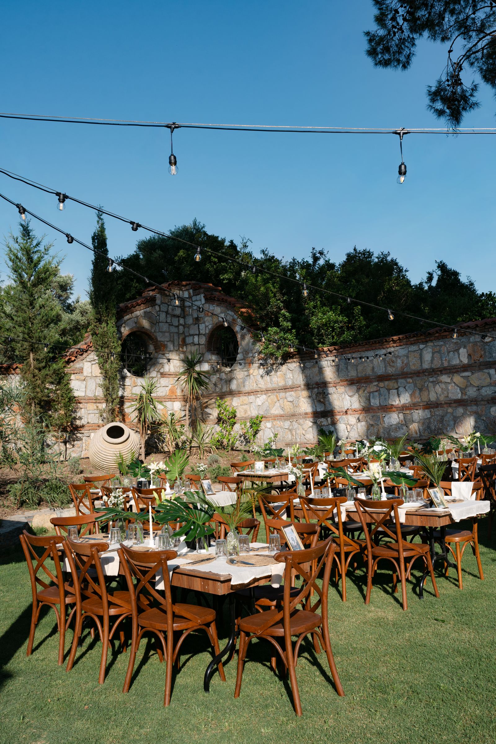 Reception under string lights